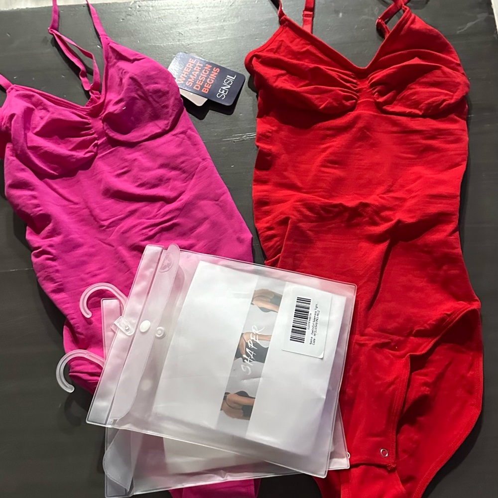 Shaper Red and Pink Women's Bodysuit Set